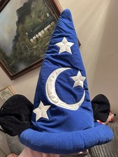 Walt Disney World Mickey Mouse Wizard Hat Blue Velvet Sorcerer 43 Cm Tall