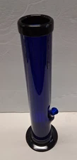 12" ACRYLIC RIBBED PLASTIC STRAIGHT HOOKAH WATER PIPE BONG THUMB CARB  2"M DBLUE