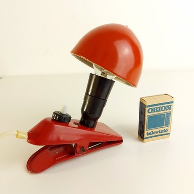 Vintage Mini Clip On Pilz Lampe Space Age Design SZARVASI Ungarn 70er rot