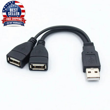 1 Male Plug to 2 Female Socket USB 2.0 Extension Line Data Cable Power Adapter C