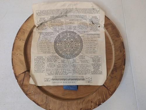 Vintage Wooden Aztec Mayan Mexico Calendar Hand Carved Inlay Wood Wall Art 12" - Picture 5 of 6