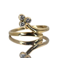 Diamond Ring Gold 9ct Yellow 0.15ct Round Brilliant Rubover Crossover Size N