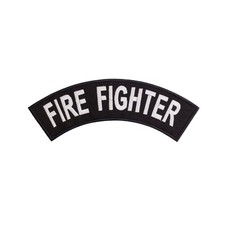 Large 12" FIRE FIGHTER Embroidered Rocker Patch - Black & White Biker Top Rocker