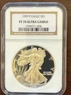 1999-P $1 1-oz Proof American Silver Eagle NGC PF70UC Brown Label