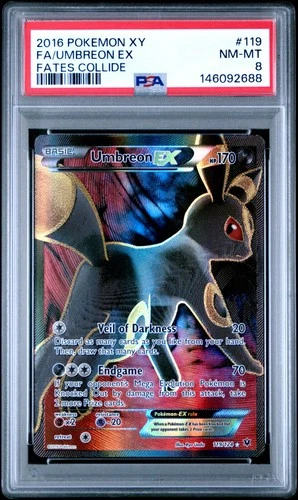 2016 POKEMON XY FATES COLLIDE #119 FULL ART/UMBREON EX PSA 8