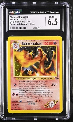 CGC 6.5 Blaine's Charizard Gym Challenge 2/132 Corrected Holo Pokemon Card