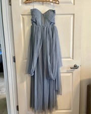 Birdy Grey Dusty Blue Christina Tulle Bridesmaid Dress New With Tags Size XS