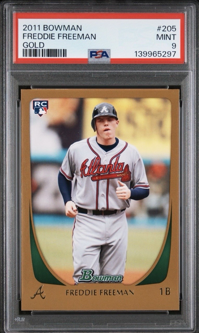 2011 Bowman Freddie Freeman Gold RC PSA 9 Mint Rookie view 1