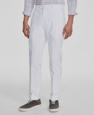 Tommy Hilfiger Mens' White Modern-Fit Stretch Chambray Suit Pants 42W 32L