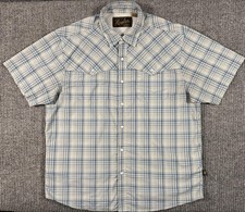 Howler Bros Shirt Mens Medium H Bar B Tech Western Short Sleeve Zip Pocket Blue