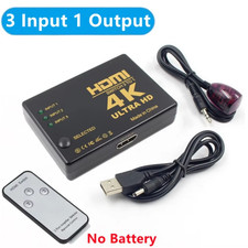 4K HDMI 2.0 Cable Splitter Switcher Box Hub IR Remote Control 3X1 Power 3 to 1