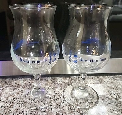 (2) Frankenmuth Michigan Bavarian Inn Little Covered Bridge Tulip Wine Glass's