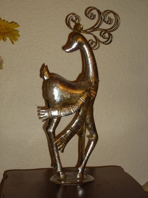 Dekofigur  Metall  Hirsch oder Reh silberfarben  ca. 45cm hoch 22cm breit