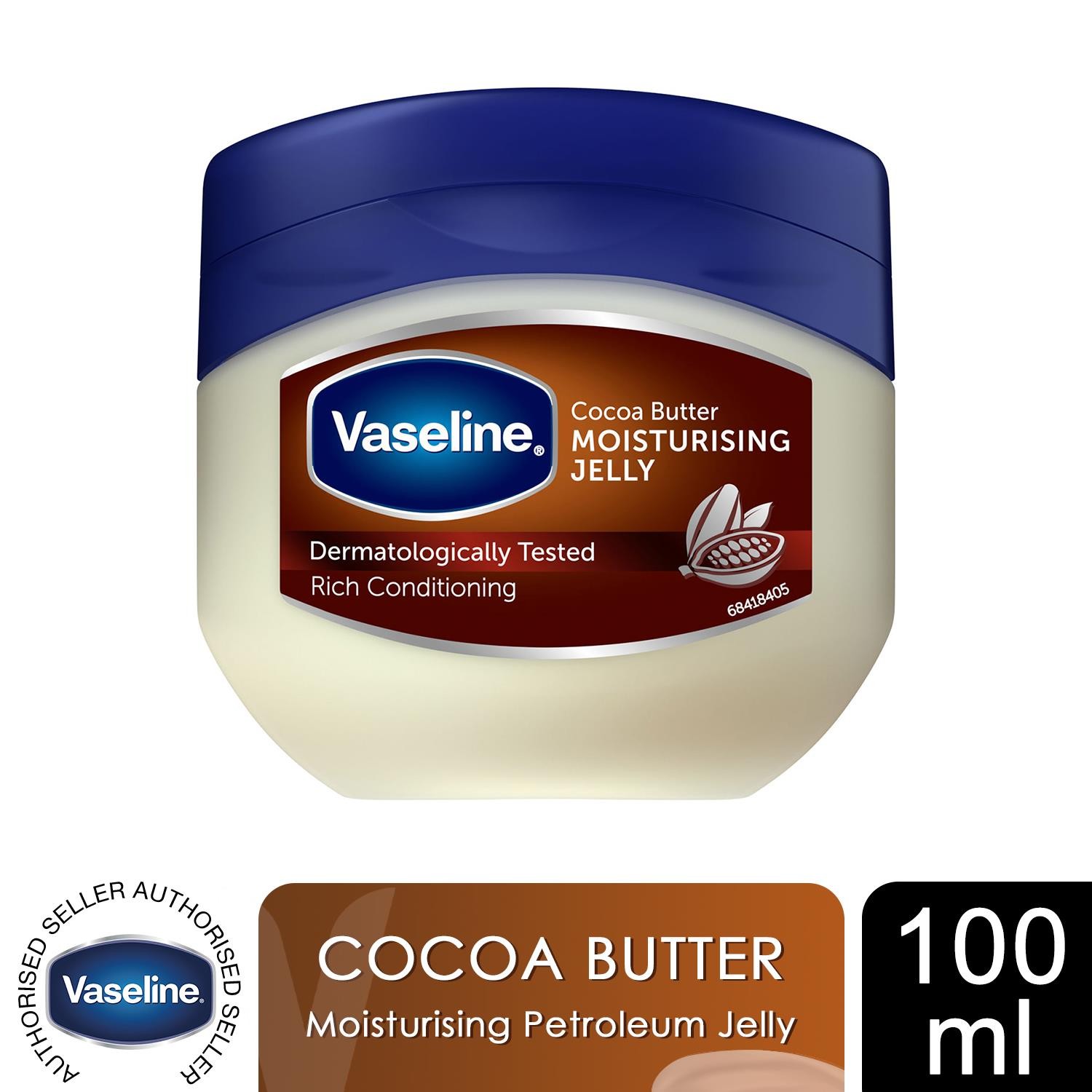 Vaseline Petroleum Jelly Moisturising Cocoa Butter for Dry Skin 100ml, 8pk - Image 3