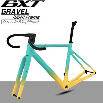 BXT 700C Carbon UDH Gravel Frame Disc Brake Road Bike Full Hidden Cable Bicycle