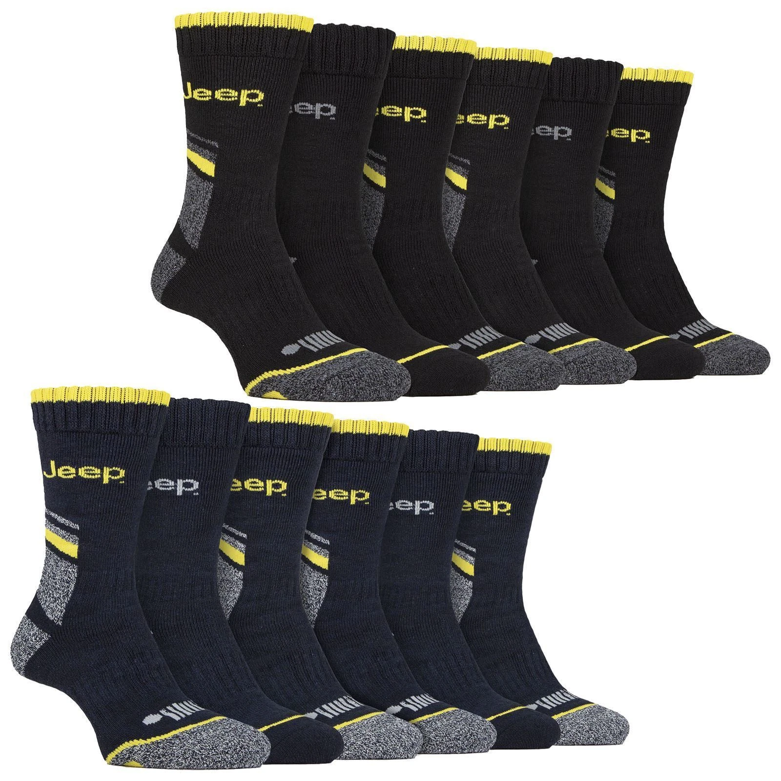 Jeep - Mens 6 Pack Heavy Duty Work Socks with Reinforced Heel and Toe
Opens in a new window or tab