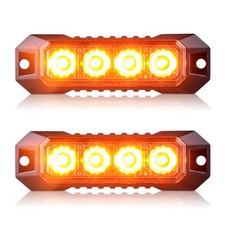 2pcs 4-led Amber Flashing Strobe Lights For Trucks Cars Vehicles Amber 2pcs 2pcs 4-led Amber Flashing Strobe Lights For Trucks Cars Vehicles Amber 2pcs