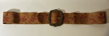 Vintage 1970  s Leather Belt Handmade Tooled  Painted Floral 38  