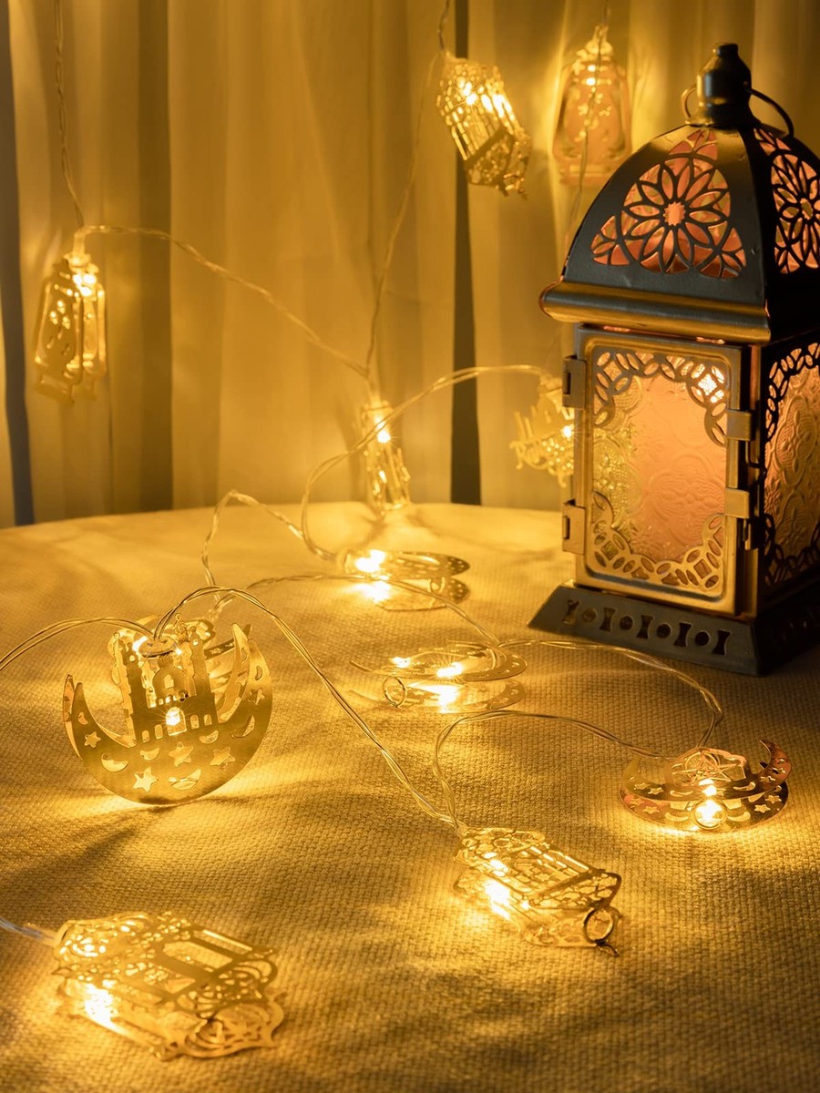 Ramadan lichtgordijn, Eid Ramadana, led met ster en maan, 120 leds, ramadan sterren, tent, IP44 waterdicht, met 8 modi, lichtketting voor binnen en buiten, voor Eid Mubarak-decoraties