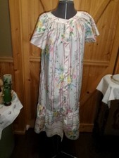 vtg MODELS COAT flutter sleeves ruffle hem floral snap patio dress house coat 12