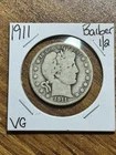 1911 P Barber Silver Half Dollar Very Good VG U.S. 50c Type Coin (Raw16869)