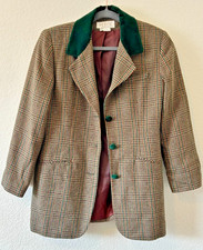 Vintage Equestrian Petite Sophisticate Houndstooth Green/Brown Jacket SZ 12P