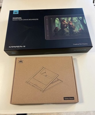 Huion Kamvas Pro 16 Drawing Tablet w Stand, Pen, Cables & Box