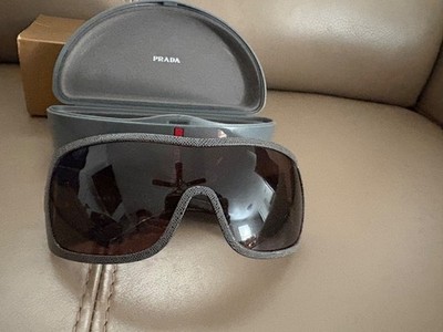 Prada vintage rose gold embossed logo shield collector sunglasses