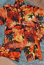 Boys 3 Piece Shorts Set Size 11-12. Hawaiian Print/ Beach/ Vacation