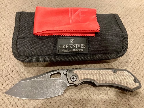 Custom Knife Factory Rotten EVO 3.0 #483 Black Stonewash M390 with Green Micarta