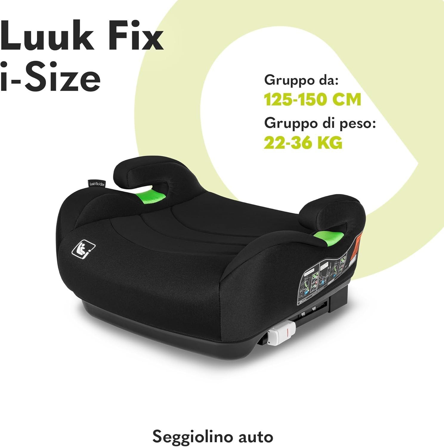 Seggiolino Auto Rialzo LUUK FIX I-Size Con ISOFIX per Bambini 125-150Cm / 22-36K foto 2