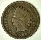 1894 Indian Head Cent Bronze 1c US Coin Circulated Good Condition