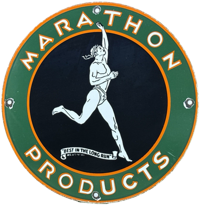 #ad VINTAGE MARATHON GASOLINE PORCELAIN SIGN STORE GAS STATION MOTOR OIL PUMP $120.07