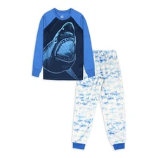Wonder Nation Boys Glow in the Dark Long Sleeve Shirt- Pant Pajama Set, 2XL(18)