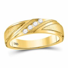 10k Yellow Gold Mens Round Diamond Channel-set Wedding Anniversary Band 1/6 Cttw