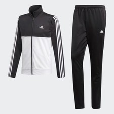NEW ADIDAS MEN'S BK4091 3-STRIPES TRACK SUIT BLACK WHITE JACKET  PANT SET
