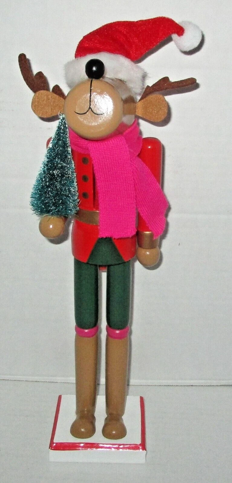 CHRISTMAS NUTCRACKER ~ 16" ~DEER Wearing a Pink Scarf holding a Christmas Tree
Opens in a new window