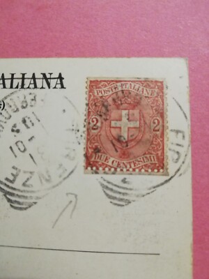 FV69 Umberto 2c Coat of Arms Cut With Scissors 1901 Florence Postcard Roboli X Rome
