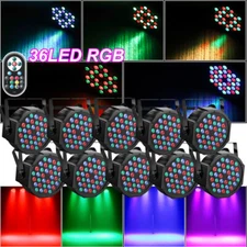 10PCS 36LED Rechargeable Wireless Par Can Light DMX DJ Club Wash Uplights+Remote