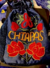 Mexican Chiapas Bag Blue With Flowers