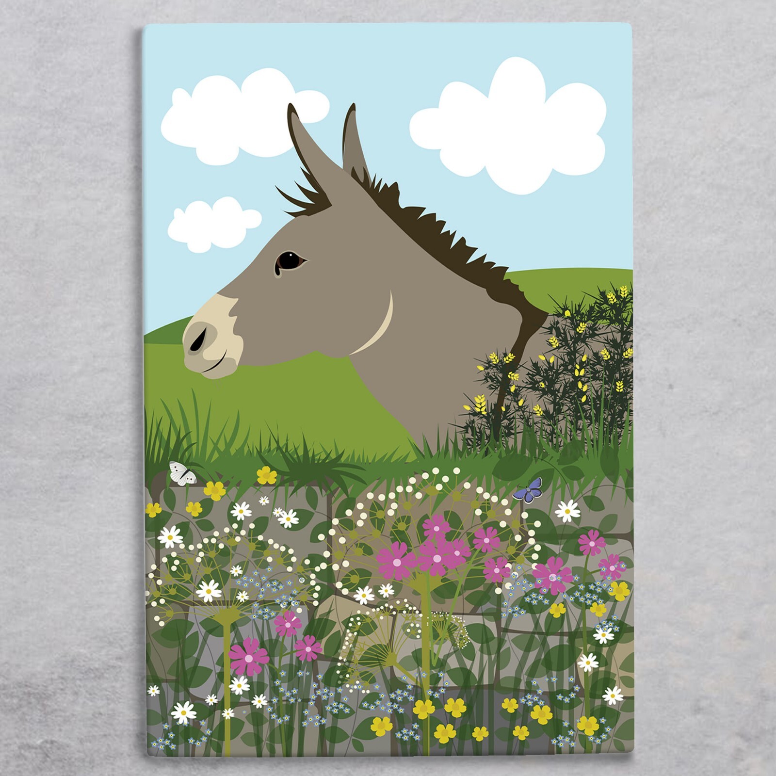 Tile Picture Grey Donkey Ceramic Plaque Sign Wall Art By Kate Pearson 30x20cm