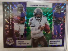2020 Mosaic Football Flea Flicker Baltimore Ravens Green Prizm Lamar Jackson e15
