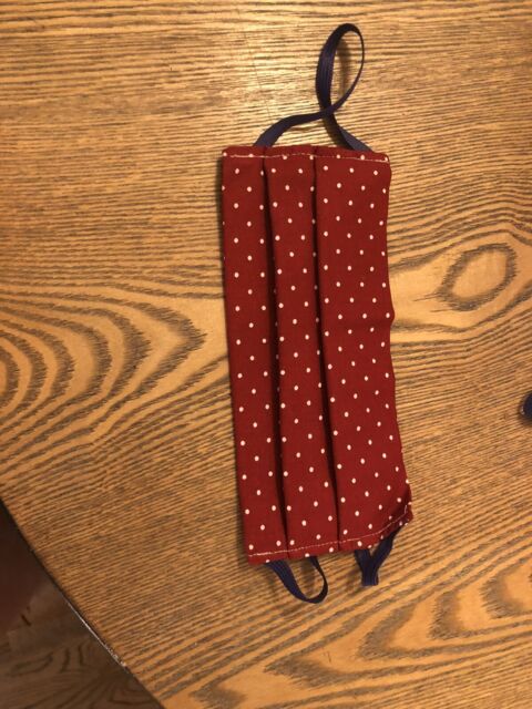 Face Mask Burgundy With Polka Dots with filter pocket reusable washable