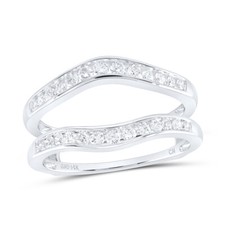14k White Gold Womens Round Diamond Bridal Wedding Enhancer Band Wrap Ring