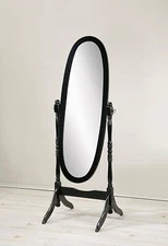 Classic Black Adjustable Oval Wooden Bedroom Freestanding design Floor Mirror
