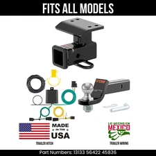 For 12-17 VW Tiguan Trailer Hitch 4 Pin Wiring 2" Ball Fits All Curt 3.5K 2" Tow