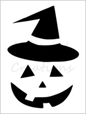 Pumpkin Face Witch Hat Stencil Halloween Carving 8.5" x 11" Reusable Sheet S749