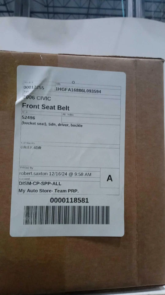 2006 Honda Civic Blue Seat Belt OEM Driver Buckle 202K Miles - Gray 4DR Foto 3 de 4