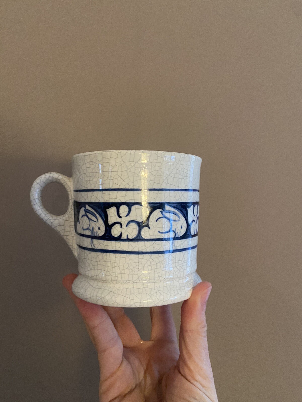 Vintage Dedham Ceramic Bunny Rabbit Large Coffee Mug Cup 1983 Hard to Find! Rare