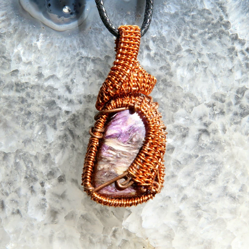 COLGANTE CHAKRA PIEDRA CURATIVA REGALO JOYERÍA CRISTAL COBRE ENVUELTO Foto 4 de 4